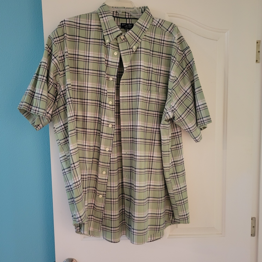 St. John's Bay Green and Black Casual Button Down Shirt